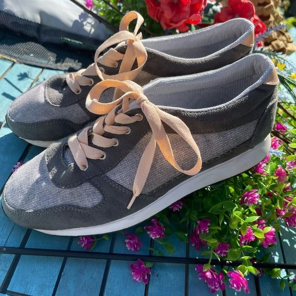 Almendra Grey Tweed Sneaker Peach Laces EU Size 39 US Size 8.5 - Picture 1 of 16